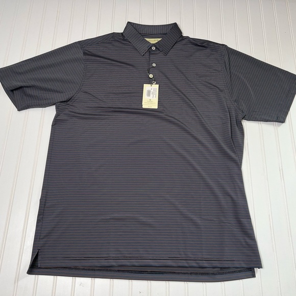 Donald Ross Traditional Fit Feeder Stripe Polo Golf Shirt Pool Men Large NEW 896 - Picture 1 of 4